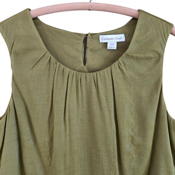 Coldwater Creek Womens Sleeveless Rayon Tank Top Keyhole Back Olive Green Size M - Picture 3 of 8